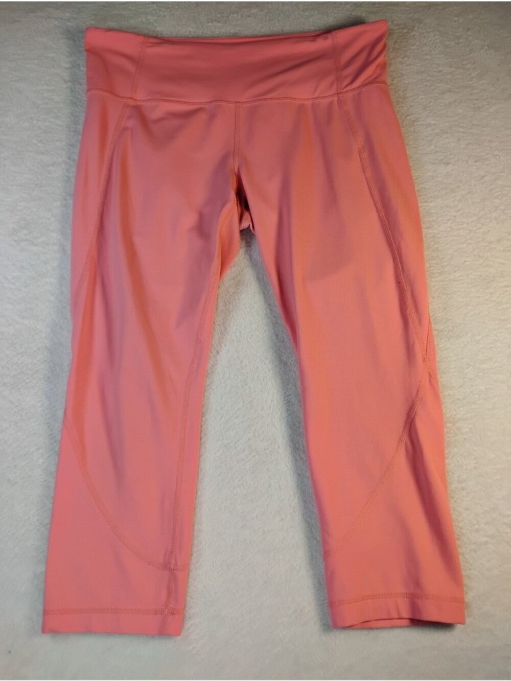 Athleta Cropped Leggings Athleisure Stretch Yoga Workout Size L Coral Pink